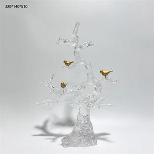 售楼处样板间透明树脂发财树雕塑家居创意摆件客厅艺术软装 饰品 装
