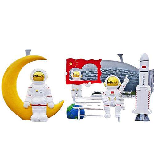 玻璃钢摆件太空人摆件卡通雕塑玻璃钢发光雕塑网红打卡雕塑