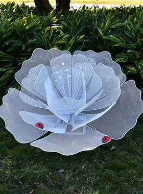 户外镂空花朵雕塑不锈钢铁艺植物摆件园林景观售楼部小区草坪装饰