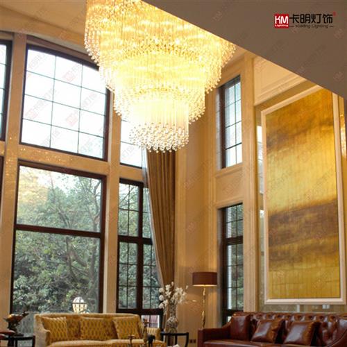 酒店会所led奢华水晶灯展厅大型复式别墅大厅多层大吊灯非标定制