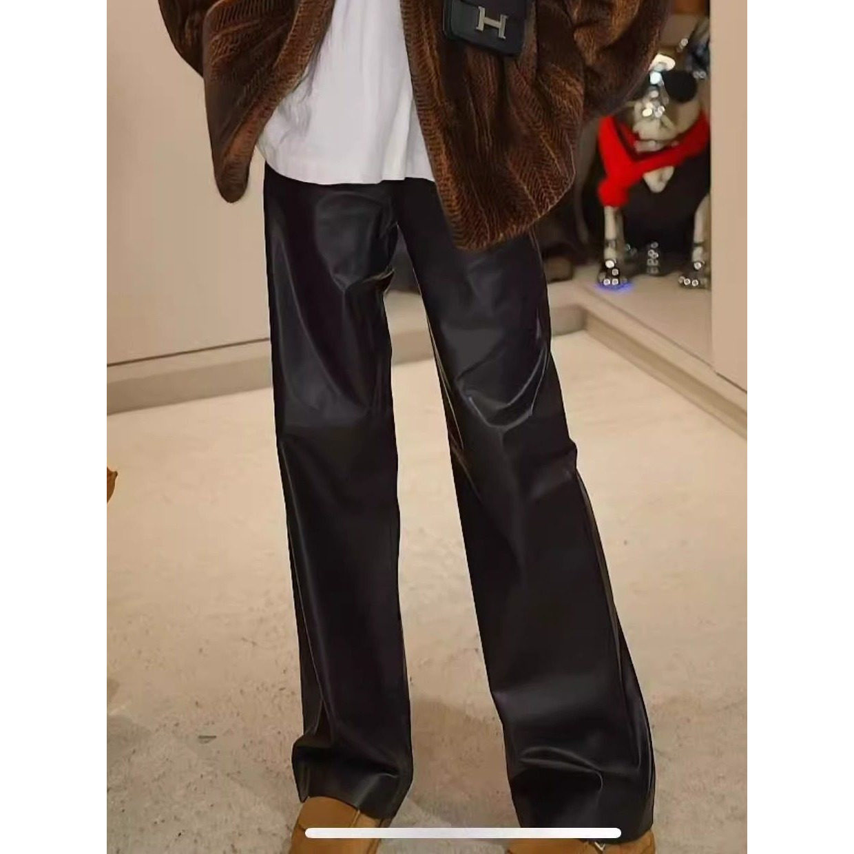 【多多还是多多】宽松拖地直筒进口羊皮皮裤QZ-H24-056,女装/女士精品,皮衣,淘宝优惠券,粉丝福利购,淘宝优惠卷