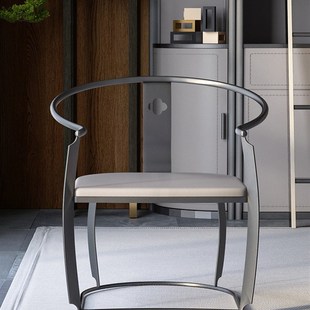 速发书桌餐椅椅扶轻奢新中式主人椅茶椅组合子手靠背位家用不锈钢