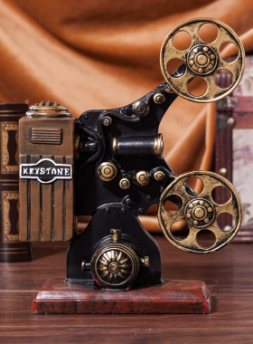 速发美桌复古怀旧饰脂放映机模型酒吧咖啡馆式面装树品橱窗道具摆