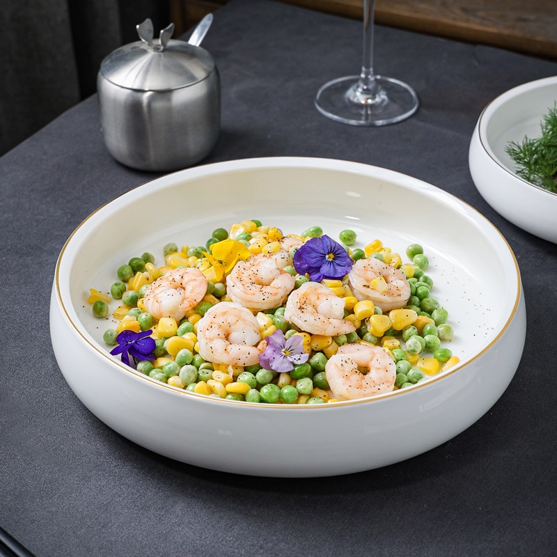 速发大碗汤碗菜碗酒用新款大号碗口盆家店金边轻奢餐具中式浅浅沙