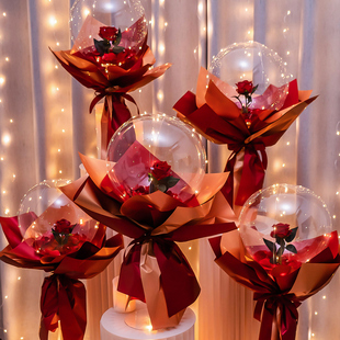 速发七夕情人节花波球透漫装饰浪明生日场景布置告白波束