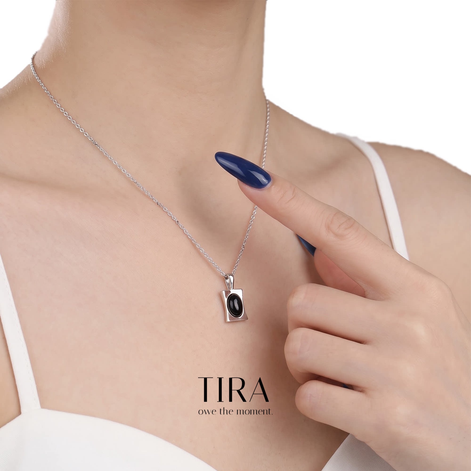 北欧【设计师】TIRA Jewelry 方形天然石项链S925纯银小众冷淡风