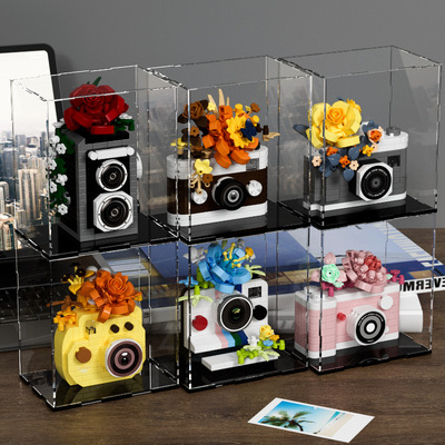 潮乐创7438-7443系列镜中花相机微颗粒积木拼装玩具摆件生日礼物