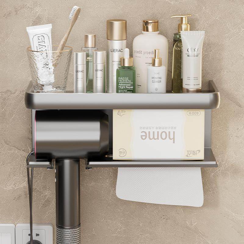 太空铝浴室置物架卫生间用品收纳架子免打孔洗手间多功能吹风机架,家庭/个人清洁工具,吹风机置物架,淘宝优惠券,粉丝福利购,淘宝优惠卷