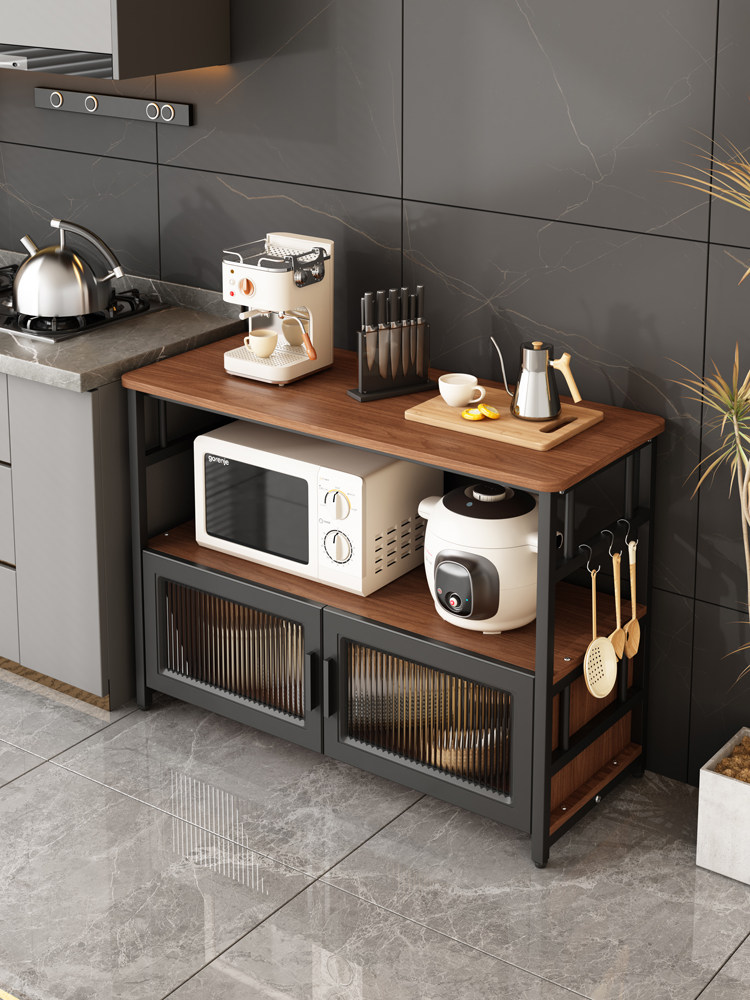 厨房置物架大落地多层微波炉岩板收纳柜子储物柜带门岛台切菜台桌,厨房/烹饪用具,厨房置物架/置物柜/角架,淘宝优惠券,粉丝福利购,淘宝优惠卷