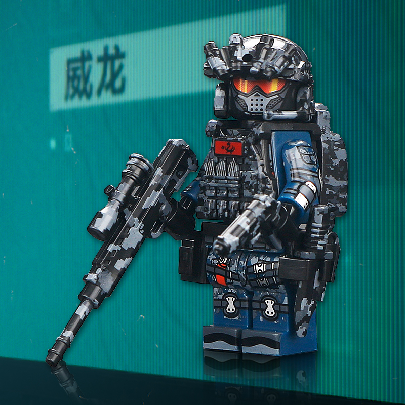 三角洲行动威龙特警积木人仔帅气军事特种兵士兵武器儿童拼装玩具