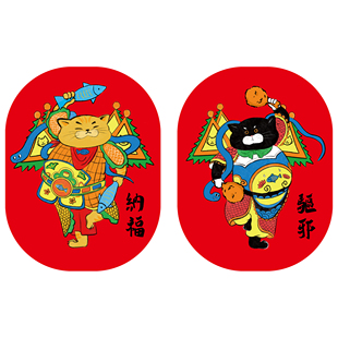 2026马年新款门神福字贴纸春节大门门贴家用对联卡通新年装饰布置