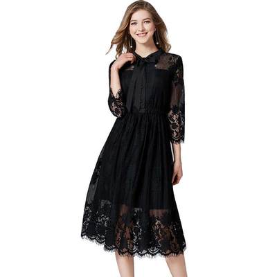 Black dress fat fashionable lace little black dress for