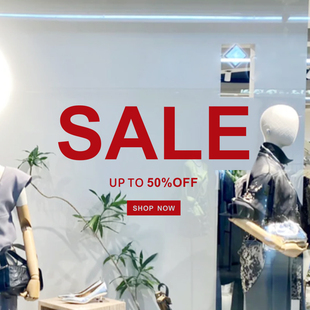 商场店铺橱窗玻璃服装箱包店SALE年末季末清仓打折装饰布置贴画