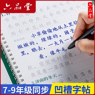 七八九年級語文課文同步凹槽字帖初中生正楷練字帖練字本中學生初一初二三上下冊速成神器書法鋼筆硬筆衡水體英語臨摹人教版