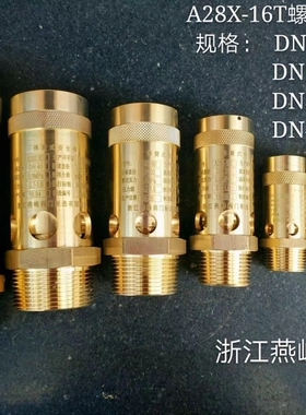 浙江燕峰A28X-16T A28X-25T 弹簧式丝扣安全阀全铜空压机泄压阀