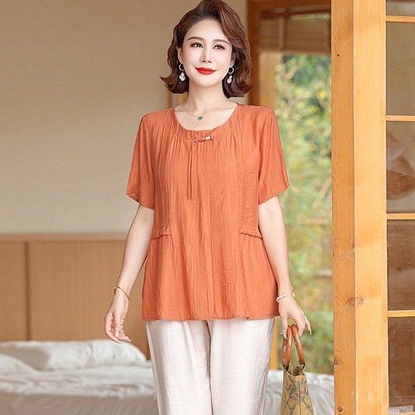 母亲节年轻妈妈装夏季短袖小衫时尚套装中老年女夏装薄款t恤上衣,女装/女士精品,真丝上装,淘宝优惠券,粉丝福利购,淘宝优惠卷