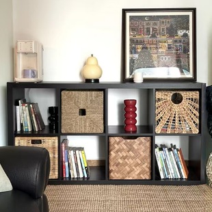 闲鱼二手家具旧货市场入口捡漏全新书架落地黑格子柜家用客厅书柜