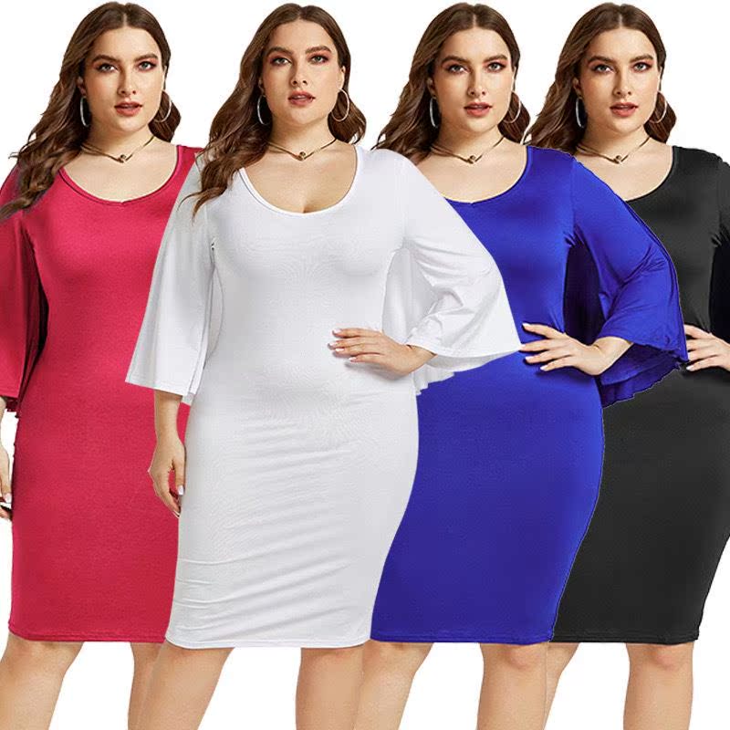 dress size plus hip-wrapped sleeve trumpet backless hollow