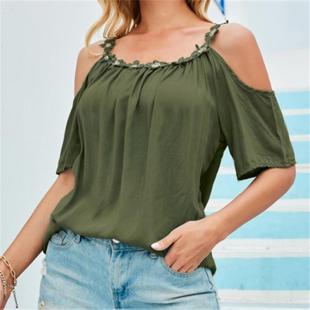 Neck shirt Lace Ladies Color Strapless Round Solid