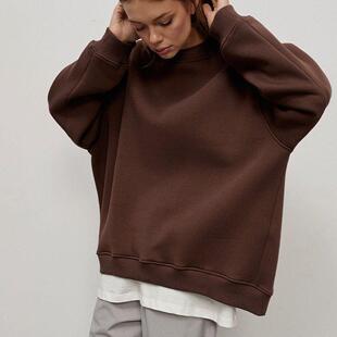 womens neck loose sweatshirt polar fleece color street