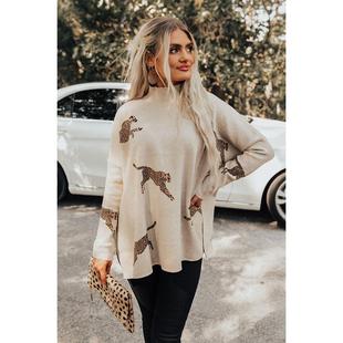 street loose autumn long ladies print casual shirt leopard