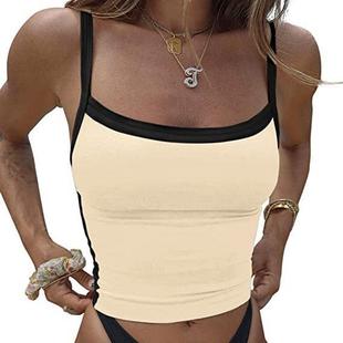 vest Womens contrast backless short color slim small ultra