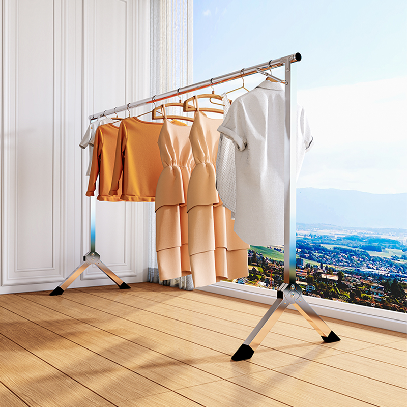 晾衣架落地式可折叠室内阳台挂衣架落地卧室伸缩凉衣杆神器免安装