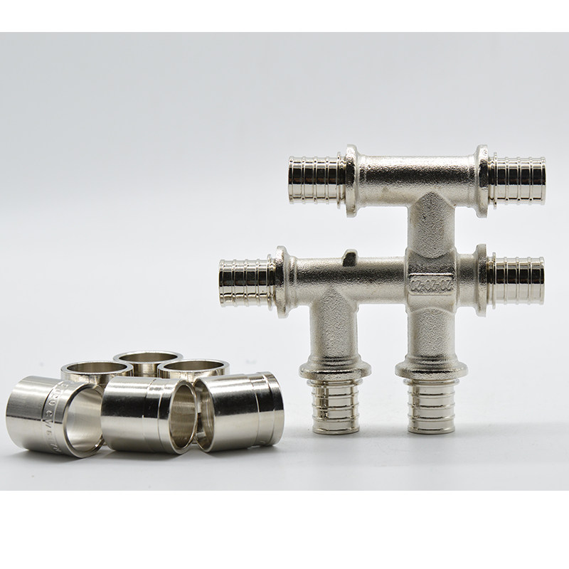 铝塑管滑紧六通16mm20mm25mm黄铜等径地暖管水管分水快速接头配件图片