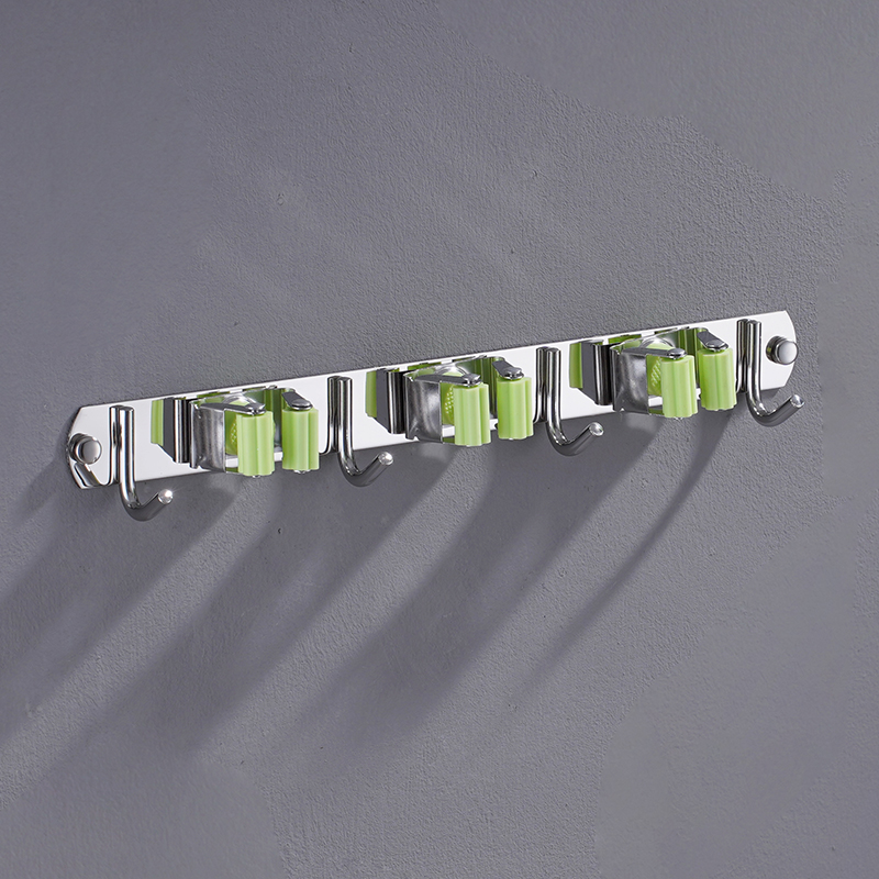 挂拖把扫把固定架卫生间免打孔壁挂不锈钢单个拖布挂钩卡夹神器