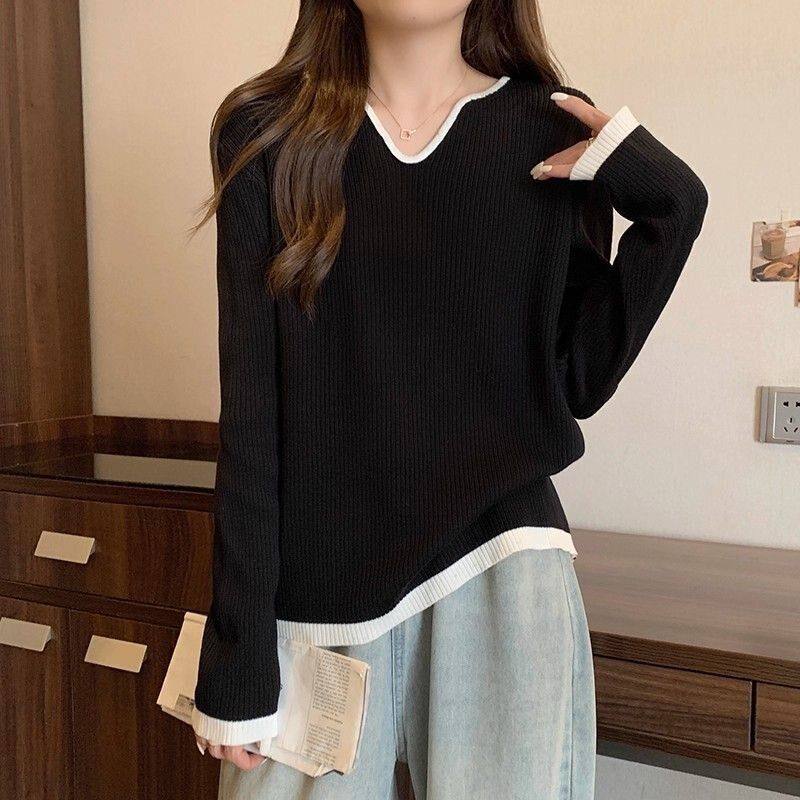 胖mm宽松遮肉显瘦v领长袖针织打底衫女秋冬大码减龄百搭女士毛衣,女装/女士精品,毛针织衫,淘宝优惠券,粉丝福利购,淘宝优惠卷