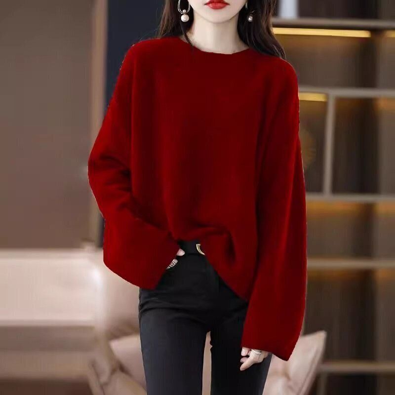 毛衣女款2025新款秋冬灰色慵懒风宽松显瘦遮肚打底大码针织衫上衣