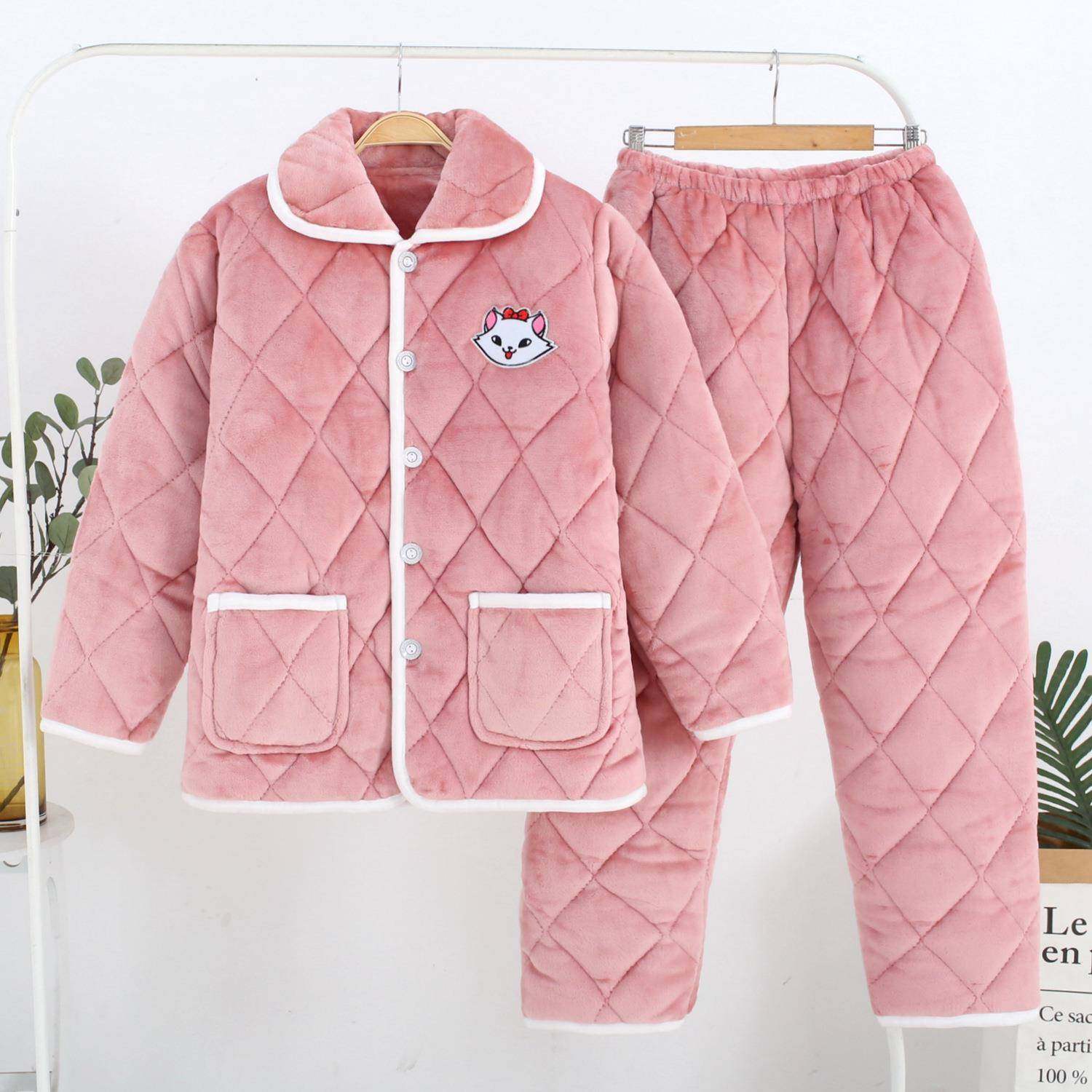 睡衣女士冬季珊瑚绒三层加厚加绒保暖夹棉法兰绒春秋冬天款家居服,女士内衣/男士内衣/家居服,睡袍/浴袍,淘宝优惠券,粉丝福利购,淘宝优惠卷