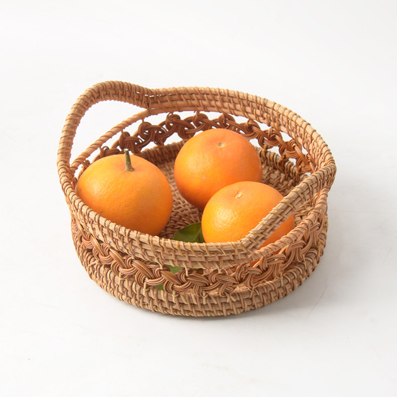 oakliving秋藤法式手工编织收纳篮手提篮子家用水果零食收纳筐,收纳整理,其他收纳篮,淘宝优惠券,粉丝福利购,淘宝优惠卷