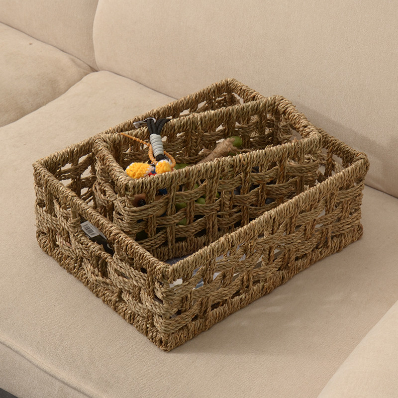 oakliving草编收纳篮零食饮料杂物筐日式简约手工编织收纳盒置物,收纳整理,其他收纳篮,淘宝优惠券,粉丝福利购,淘宝优惠卷