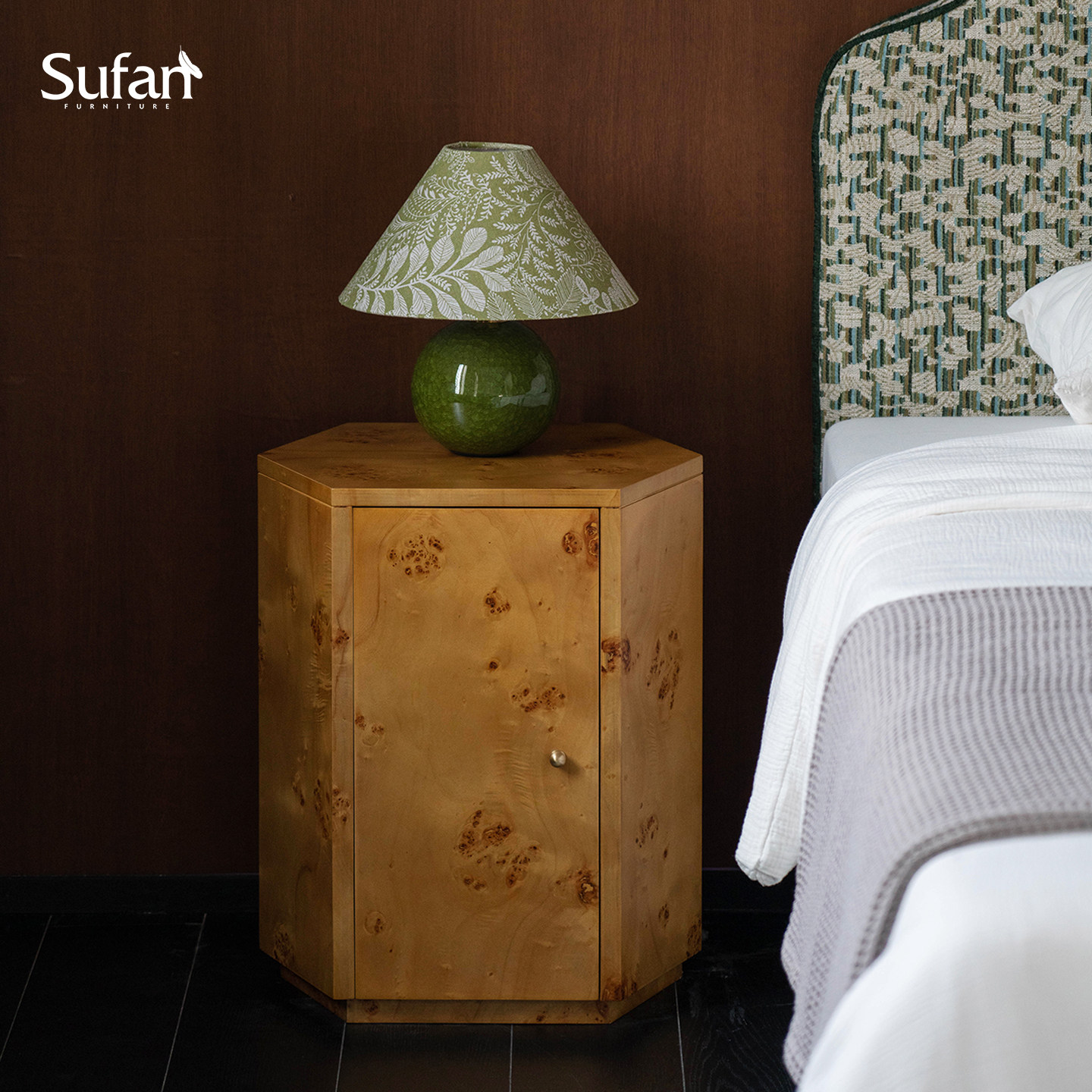 舒梵新品榴纹床头柜方/老钱风床头柜