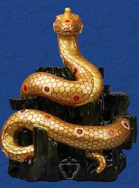 速发吉祥蛇蟒真身合成汉件玉工艺品神像家用客厅高端1塑摆白雕6寸