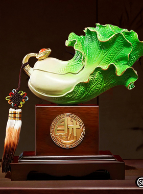 速发黄铜百招如意白菜摆件财居客厅玄关酒柜装饰品乔迁新财开业礼