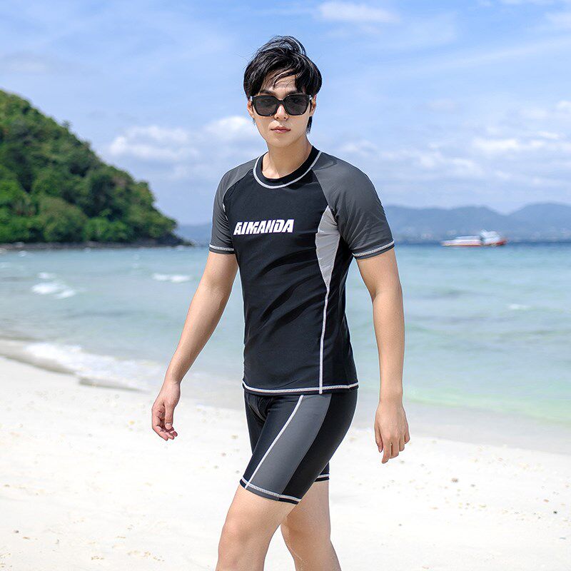 速发202潜泳款大码男分体套装温泉海边加大260斤4水游新速干