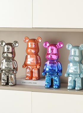 速发电镀熊小摆件轻奢玄酒装饰创意客方电视机下厅熊关柜套装