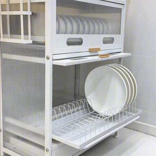 现货厨房碗碟置物架多功能带抽屉碗盘收纳柜碗筷V盘餐具沥水架