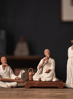 速发历史人物摆件茶陆圣羽伯牙钟子期禅意茶室客厅国饰中国风装潮