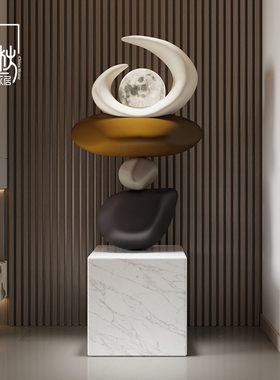 速发石来运转高摆感大型落件级地雕塑客厅电视柜沙发旁装饰品乔迁