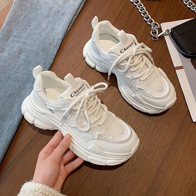 骆驼老爹鞋女鞋子2024新款夏季春秋网鞋透气网面爆款厚底小白鞋运