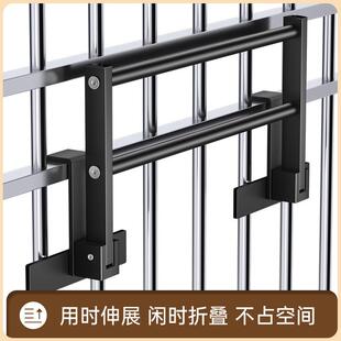 多功能阳台防盗窗晾衣架可伸缩折叠不锈钢飘窗护栏晒衣架晒鞋子