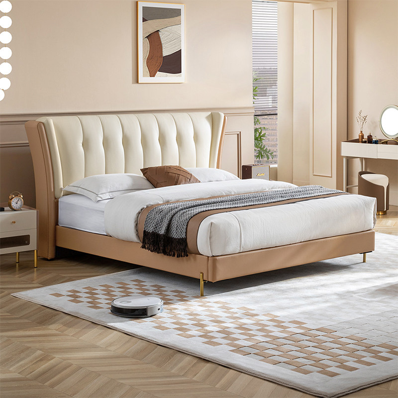 芝华仕旗舰店轻奢电动真皮床奶油风高端大气婚床C224