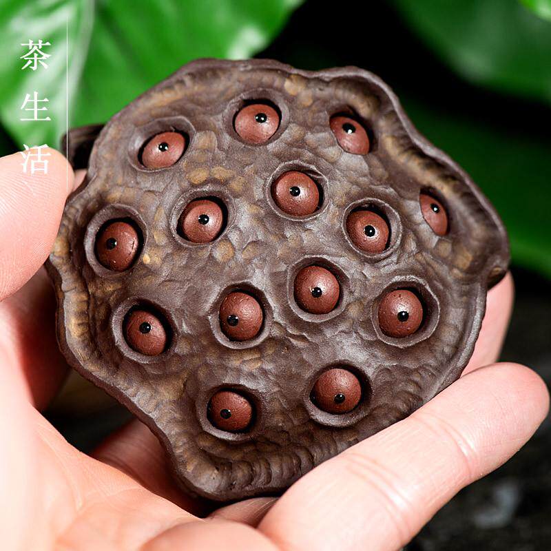 茶宠紫砂可养手工莲子莲蓬摆件雕塑枯莲茶盘家居装饰小物件礼品
