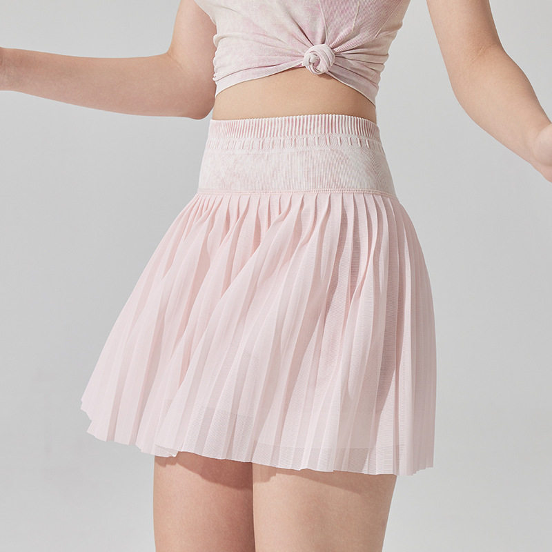 2025带打底裤水洗牛仔透气夏季跑步户外运动网球高尔夫百褶裙