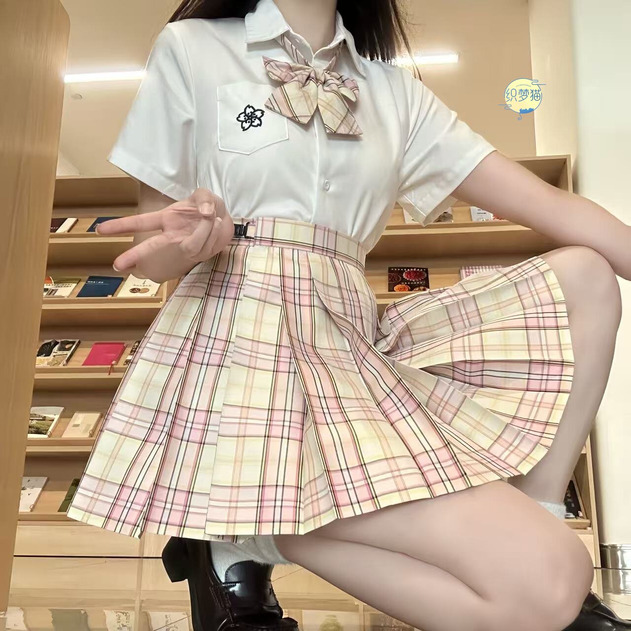 织梦猫(樱花洛)原创JK格裙制服日式学院风四季款女百褶裙显瘦白