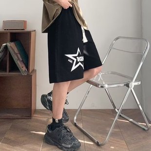 复古街头风潮牌字母休闲运动五分裤 男ins美式 抽绳短裤 纯棉夏新款