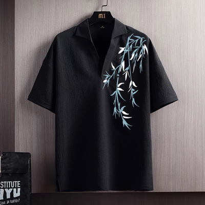 新中式高级感冰丝t恤男夏季薄款